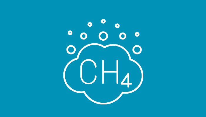 Methane chemical symbol in a cloud.