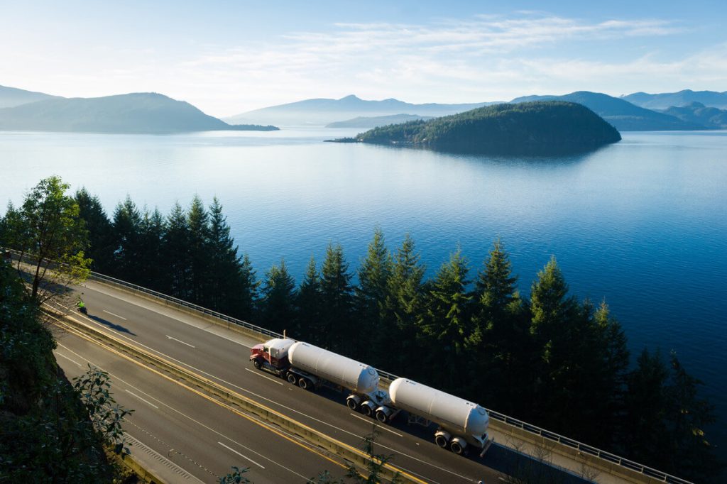 Semi fuel truck on the sea-to-sky highway