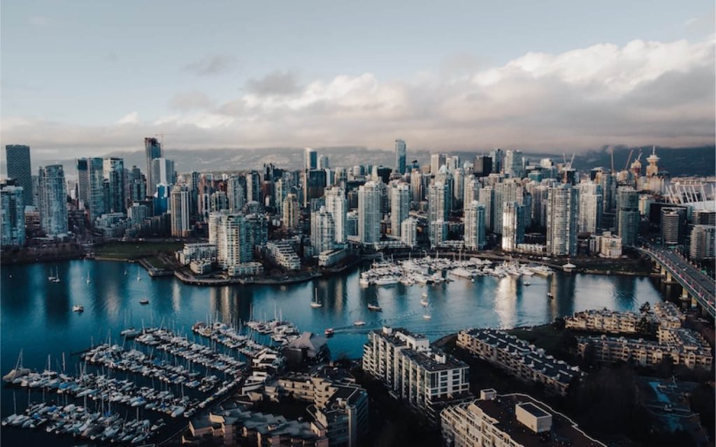 A view of the skyscrapers in B.C.'s downtown core from False Creek. 